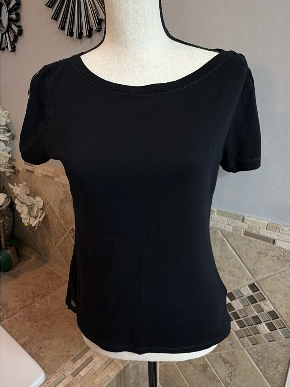 Ralph Lauren Black Short-Sleeve Scoop Neck Top